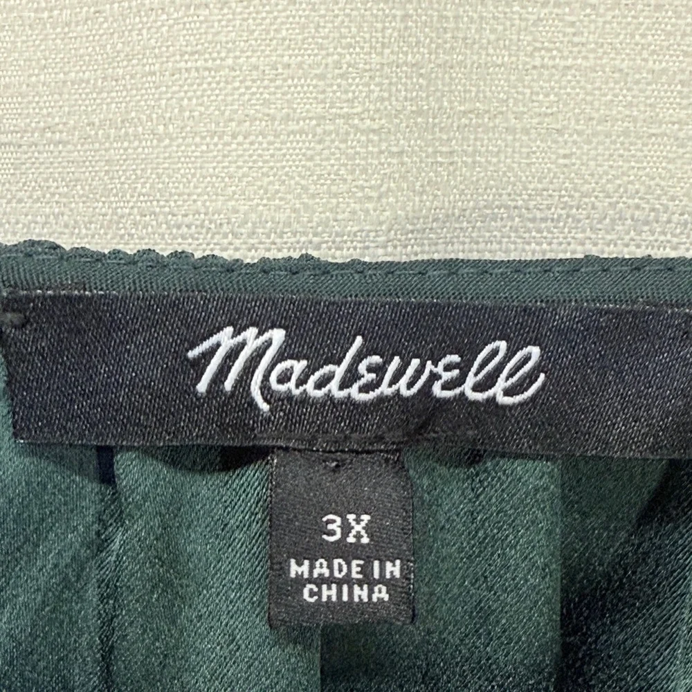 Madewell Stanza Green Ruffle Hem Tunic Short Sleeve Pullover Blouse Sz 3X